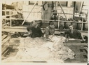 Image of Three men on dock cleaning bear skin